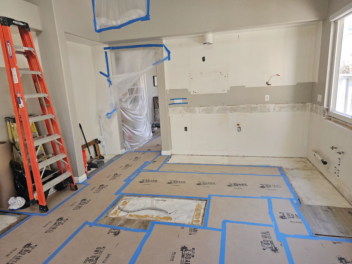 Demolition phase of a kitchen remodel