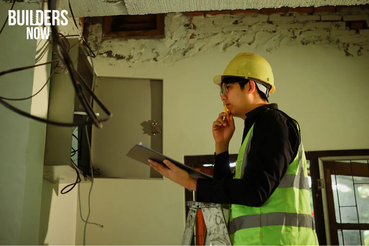Expert contractor scanning the systems of a house
