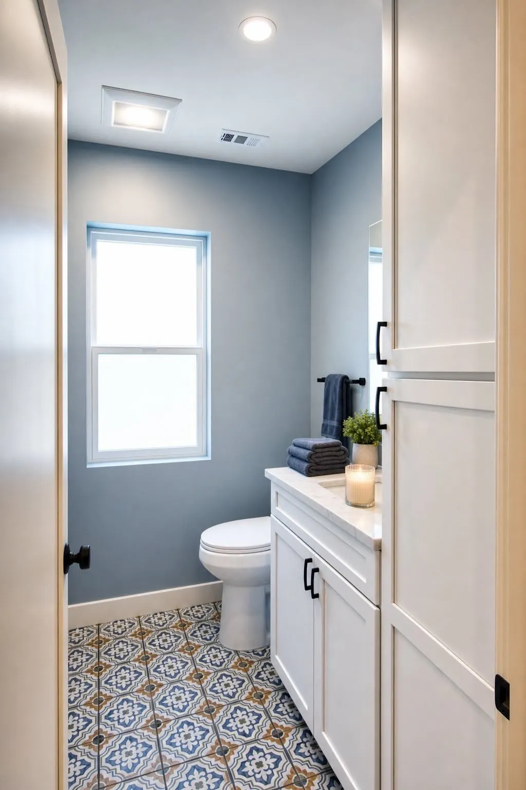 Blue powder room